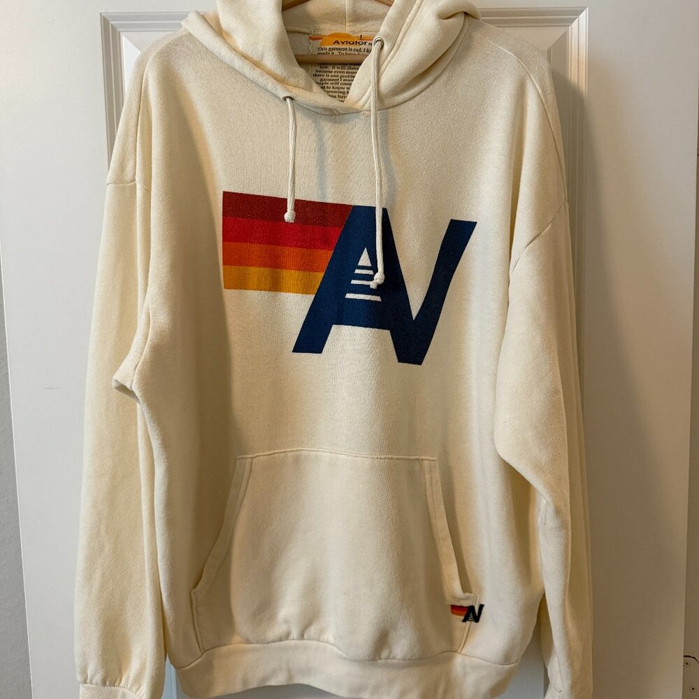 Aviator Nation Logo Pullover Relaxed Hoodie Size Large